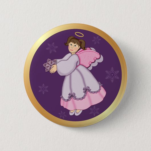 Snowflake Angel Ronde Button 5,7 Cm (Voorkant)