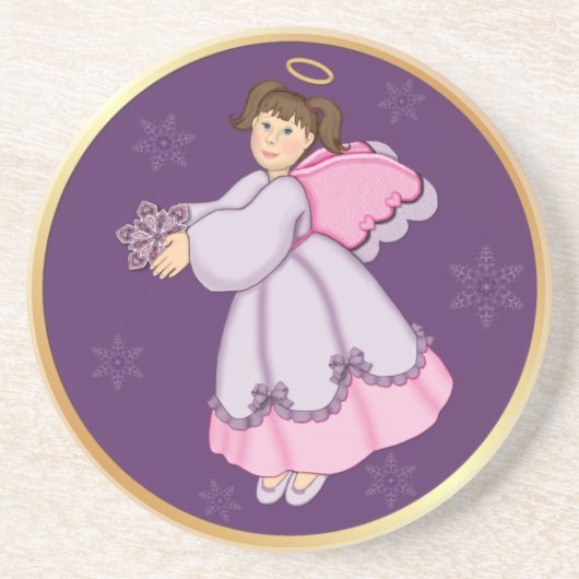 Snowflake Angel Zandsteen Onderzetter (Voorkant)