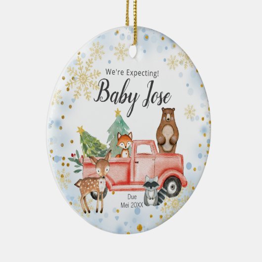 Snowflake Animal Truck We re Expecting Parents Keramisch Ornament (Rechts)
