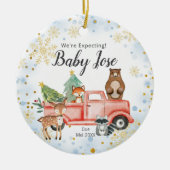 Snowflake Animal Truck We re Expecting Parents Keramisch Ornament (Voorkant)