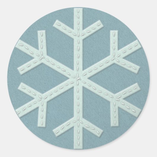 Snowflake Aqua Blue Faux Ronde Sticker (Voorkant)
