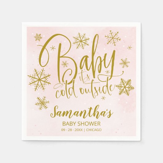 Snowflake Baby Het is koud Baby shower buiten het  Servet (Voorkant)