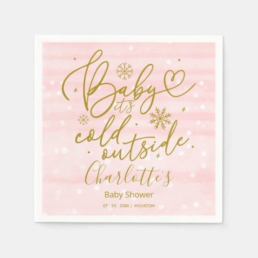 Snowflake Baby Het is koud Baby shower buiten het Servet (Voorkant)