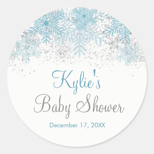 Snowflake Baby Het is koud buiten Baby shower Ronde Sticker (Voorkant)