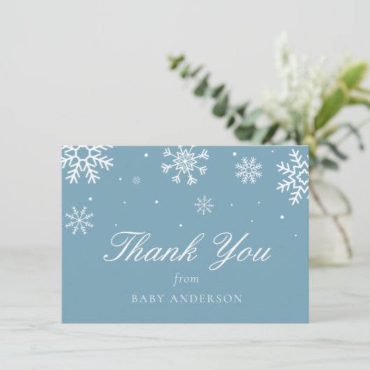 Snowflake Baby Het is koud buiten Dank u Bedankkaart (Staand voorkant)