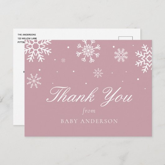 Snowflake Baby Het is koud buiten Dank u Briefkaart (Voorkant / Achterkant)