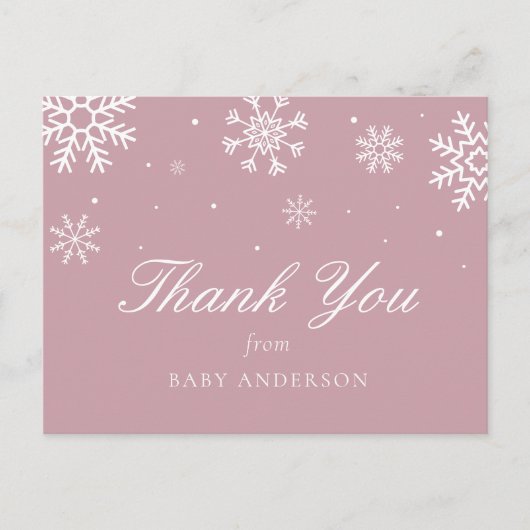 Snowflake Baby Het is koud buiten Dank u Briefkaart (Voorkant)