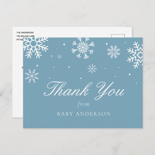 Snowflake Baby Het is koud buiten Dank u Briefkaart (Voorkant / Achterkant)