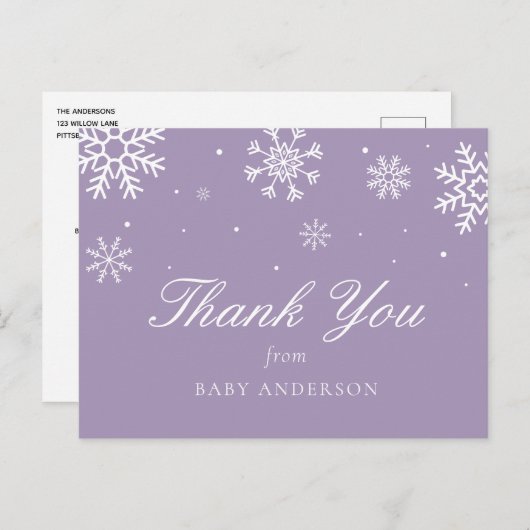Snowflake Baby Het is koud buiten Dank u Briefkaart (Voorkant / Achterkant)