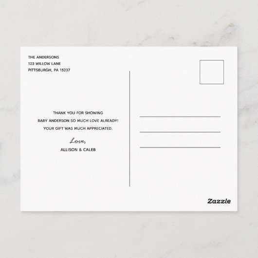 Snowflake Baby Het is koud buiten Dank u Briefkaart (Achterkant)