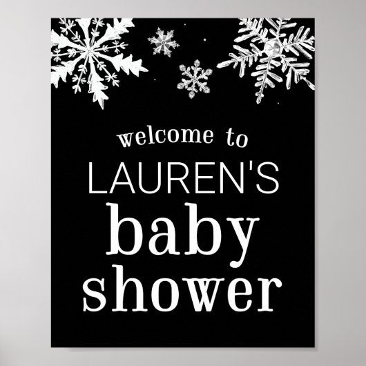 Snowflake Baby shower Aangepast welkomstteken Poster (Voorkant)