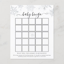 Snowflake Baby shower Bingo Game Card