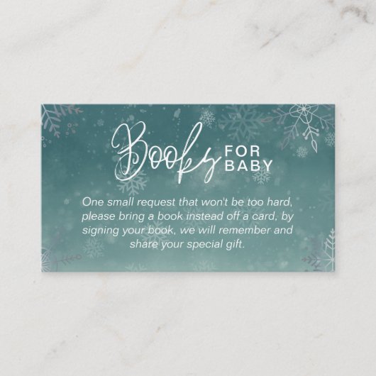 Snowflake Baby shower Boeken voor Baby Informatiekaartje (Voorkant)