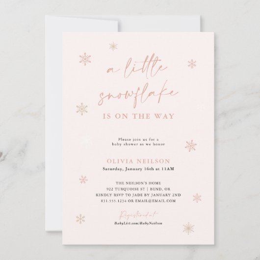 Snowflake Baby shower | Boho Winter Wonderland Kaart (Voorkant)