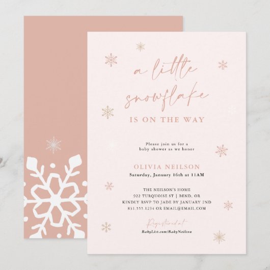 Snowflake Baby shower | Boho Winter Wonderland Kaart (Voorkant / Achterkant)