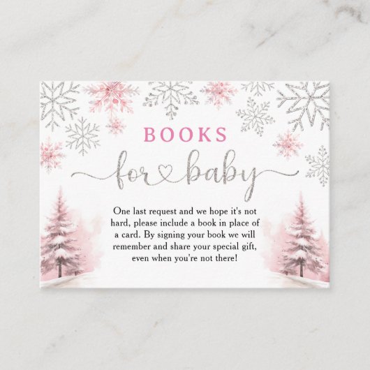 Snowflake Baby shower Books voor Baby Informatiekaartje (Voorkant)