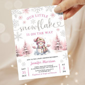 Snowflake Baby Shower Girl Pink Silver  Kaart
