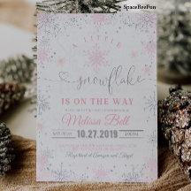 Snowflake Baby shower Invitation A Little Is On