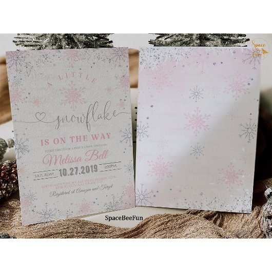 Snowflake Baby shower Invitation A Little Is On Kaart