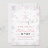 Snowflake Baby shower Invitation A Little Is On Kaart (Voorkant)