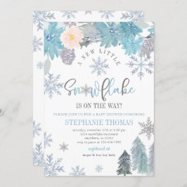 Snowflake Baby shower Invitation Floral Boy Kaart