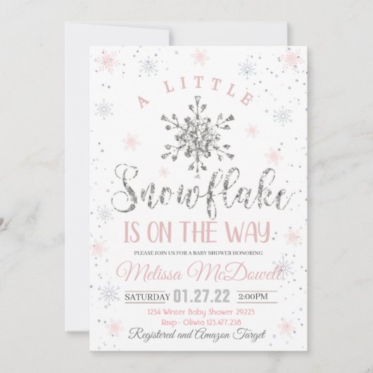 Snowflake Baby shower Invitation Thema A ietwat Kaart (Voorkant)
