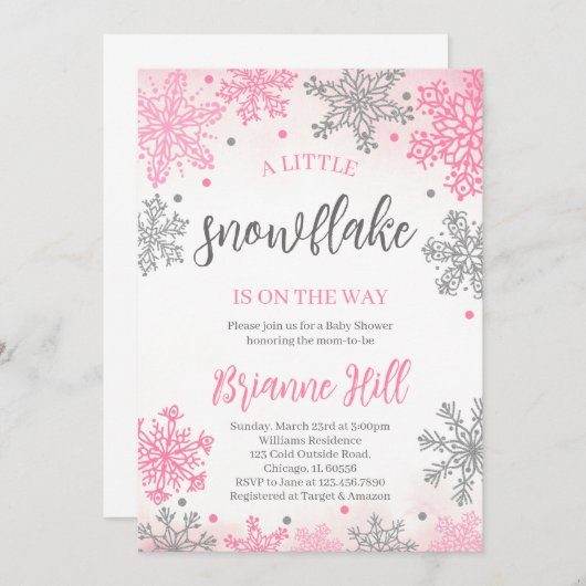 Snowflake Baby shower Kaart (Voorkant / Achterkant)