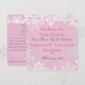 Snowflake Baby shower Pink Kaart (Voorkant / Achterkant)