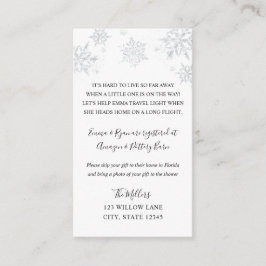 Snowflake baby shower tussenvoegsel over lange afs informatiekaartje