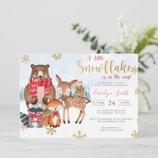 Snowflake baby shower-uitnodiging kaart (Staand voorkant)