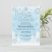 Snowflake Baby shower Uitnodiging voor een jongen (Staand voorkant)