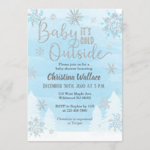 Snowflake Baby shower Uitnodiging voor een jongen