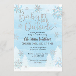 Snowflake Baby shower Uitnodiging voor een jongen