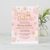 Snowflake Baby shower Uitnodiging voor een meisje (Staand voorkant)