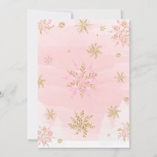 Snowflake Baby shower Uitnodiging voor een meisje (Achterkant)