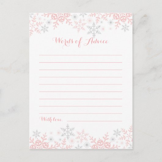 Snowflake Baby shower Woorden van advies (Voorkant)