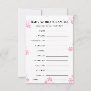 Snowflake Baby woord scramble baby shower spel