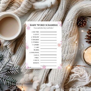 Snowflake Baby woord scramble baby shower spel