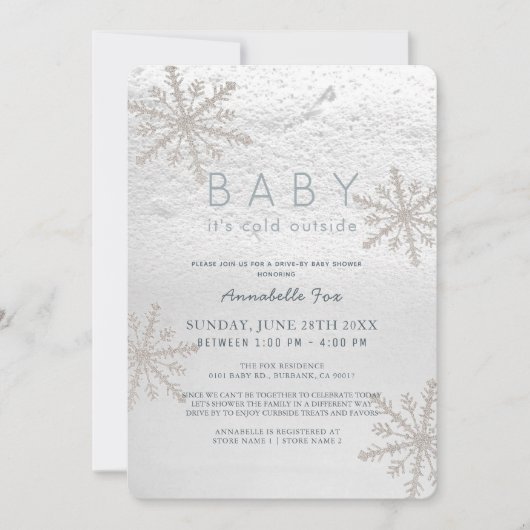 Snowflake Baby zijn koude drive-by Baby shower Kaart (Voorkant)