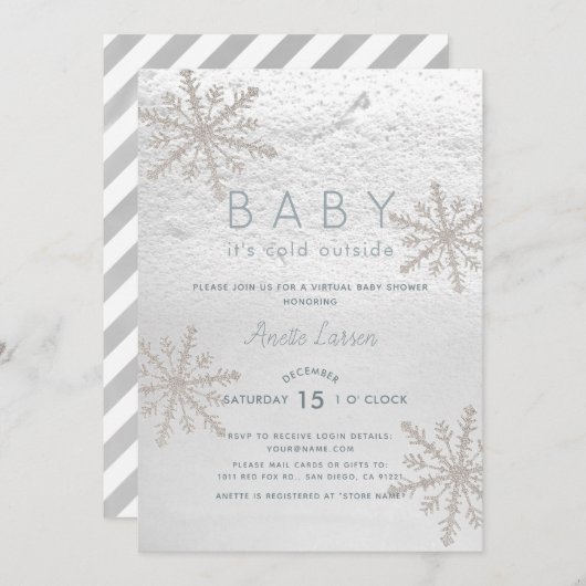 Snowflake Baby zijn koude virtuele Baby shower Kaart (Voorkant / Achterkant)