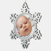 Snowflake Baby's eerste kerstfoto-versiering Tin Sneeuwvlok Ornament (Rechts)