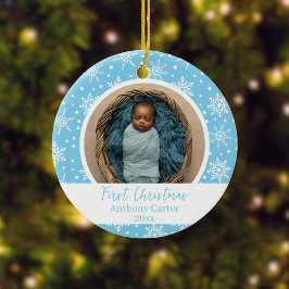 Snowflake Baby's eerste Kerstmis Keramisch Ornament