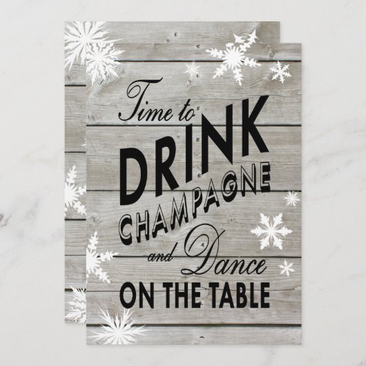 Snowflake Bachelorette Time to Drink Champagne Kaart (Voorkant / Achterkant)