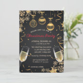 Snowflake, Balls, Confetti Corporate Kerstparty Kaart (Staand voorkant)