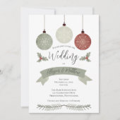 Snowflake Baubles Holly Terracotta Sage Wedding Kaart (Voorkant)