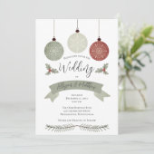 Snowflake Baubles Holly Terracotta Sage Wedding Kaart (Staand voorkant)