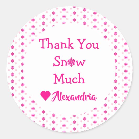 Snowflake Bedankt Ronde Sticker (Voorkant)