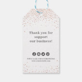 Snowflake bedrijf logo roos gouden kerst cadeaulabel (Achterkant)