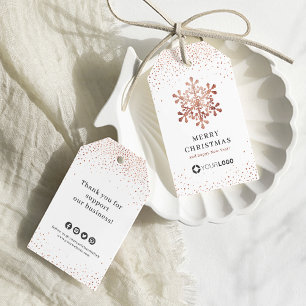 Snowflake bedrijf logo roos gouden kerst cadeaulabel