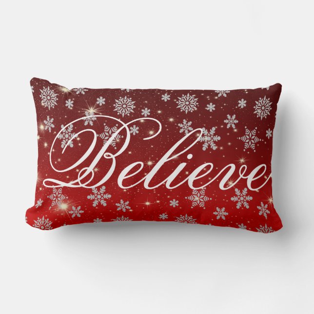 Snowflake Believe Holiday Kussen (Voorkant)